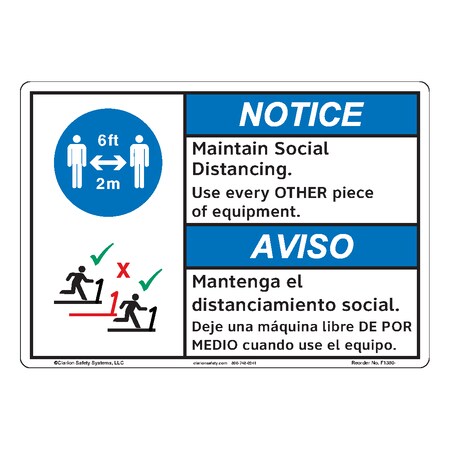 ANSI/ISO Comp. Notice/Maintain Social Distancing Safety Sign Outdoor Weather Tuff Alum. (S4) 14x10